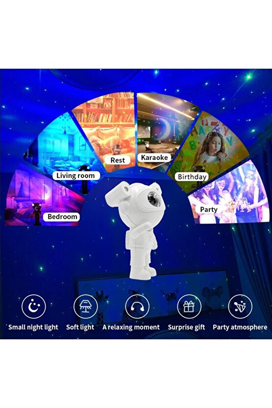Astronot Starry Projector Galaksi Gece Lambası Yıldız Samanyolu Işıklandırma