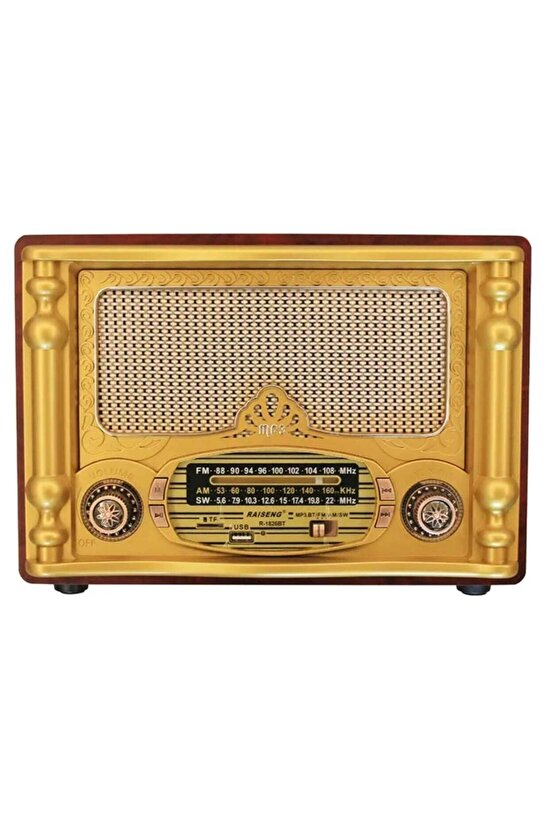 Büyük Boy Nostaljik Radyo Bluetooth Sd Kart Usb Girişli Kablosuz Hoparlör