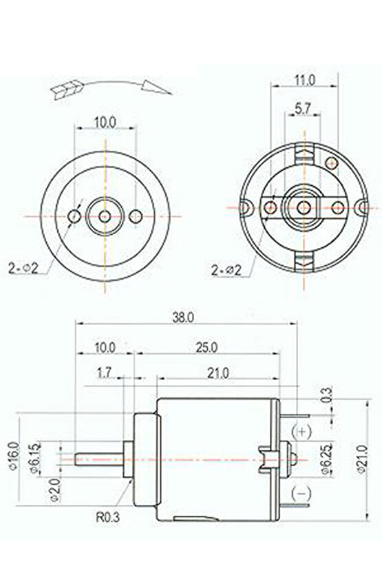 Arduino R140 Micro 1.5v - 6 V Motor Dc Motor Oyuncak 2mm Şaft