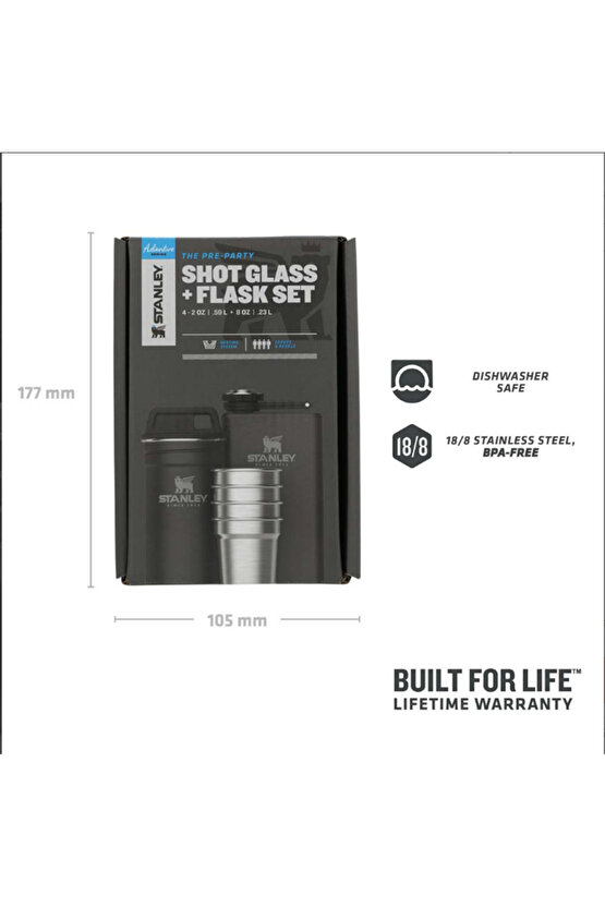 Adv Gift Box Shot Gl St M.blk Flask Shot Seti