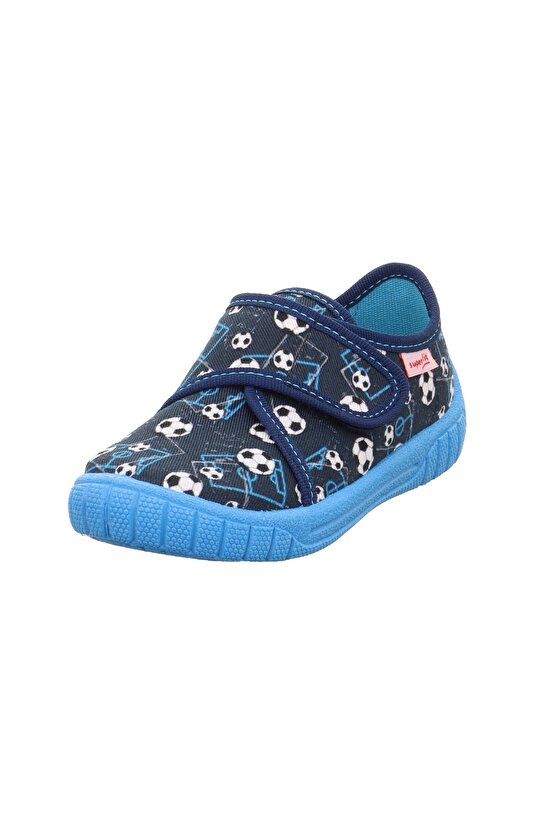 Bill Çocuk Lacivert Ev Kreş Ayakkabısı Futbol Desenli 000279-8080