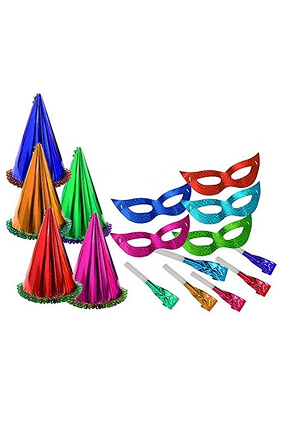 98 ADET FULL SET KATYON SET YILBAŞI PARTİ SETİ PARTİ ŞAPKASI PARTİ DÜDÜĞÜ PARTİ MASKESİ RENKLİ MODEL