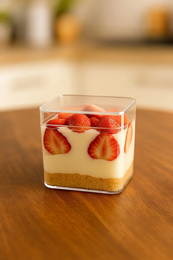 PLASTİK TATLI KASESİ SUNUM KASESİ KAPAKLI 10 ADET MİKA PLASTİK KASE MAGNOLYA,TİRAMİSU,PUDİNG,AŞURE..