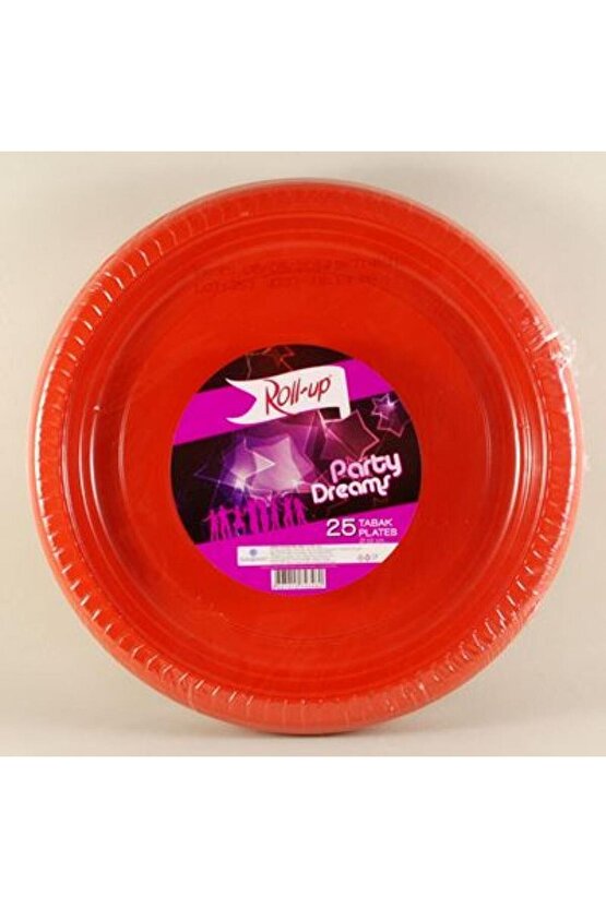 Partı Tabak Plastık Kırmızı Pk 25 Lı Yuvarlak 22 Cm