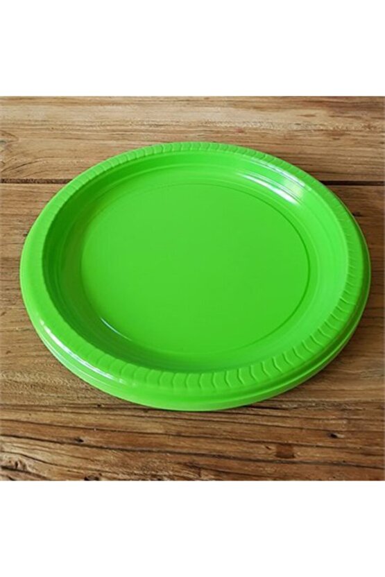 Yeşil Plastik Tabak 22 Cm-25 Adet