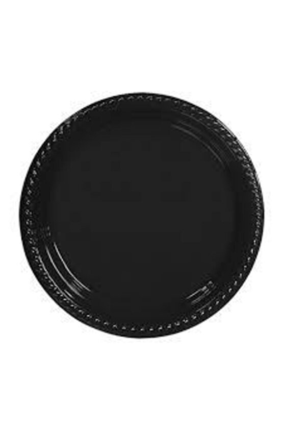 Siyah Plastik Tabak Bardak Çatal Seti - Lüx Plastik 25 Kişilik Doğum Günü Set -