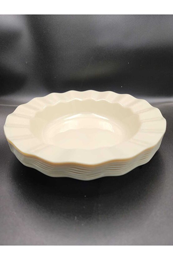 Mika Lüks Plastik Kase 22 cm Krem 10 Adet