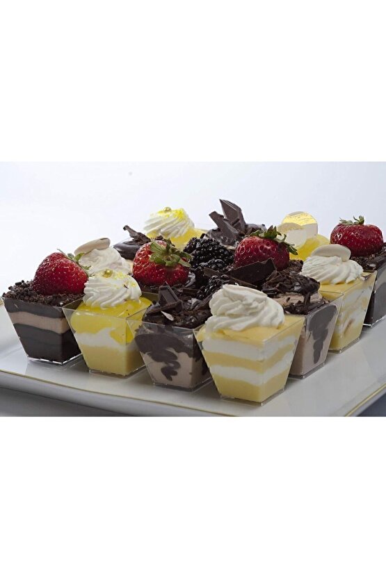 200 CC 12 ADET KAPAKLI KÜBİK KASE Pratik Plastik Kase Salata, Meze, Tatlı, Magnolya Kasesi