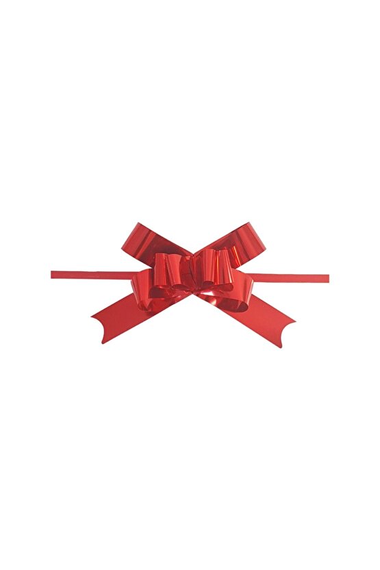 Metalik Kırmızı Çekme Fiyonk Süs 10 Adet