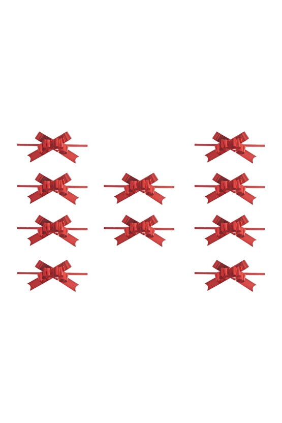 Metalik Kırmızı Çekme Fiyonk Süs 10 Adet