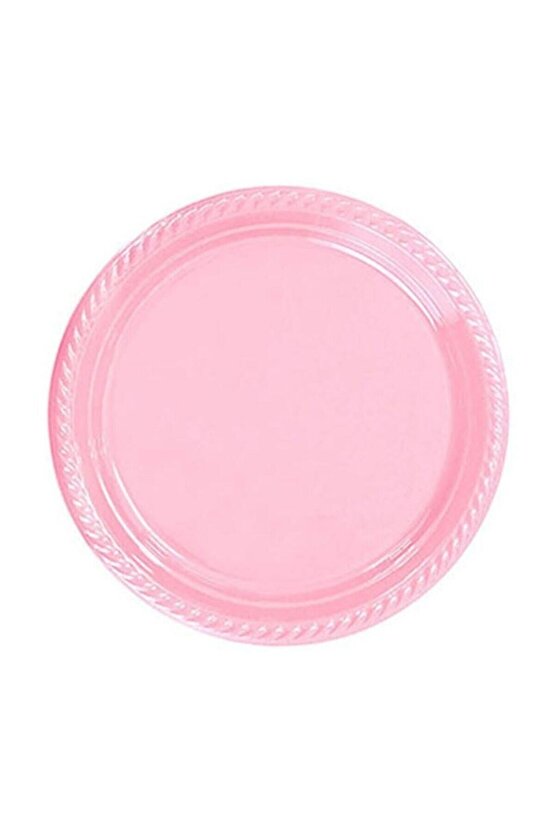 Pembe Renk Plastik 25li Parti Tabağı Doğum Günü Tabağı