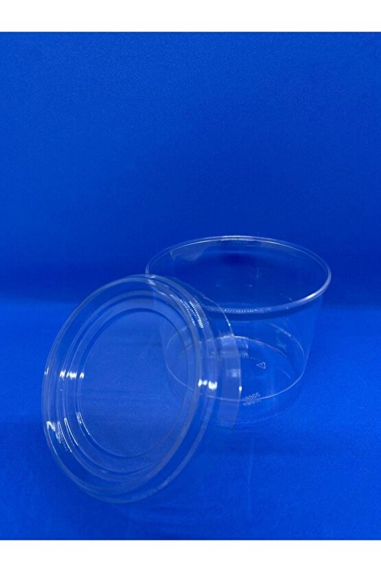 Plastik Tatlı Kabı Kasesi Kristal Kapaklı 10 Adet 180 Cc