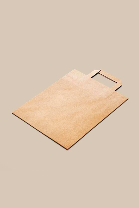 Kraft Çanta Düz Saplı Kağıt 28x28x16cm 10 Adet