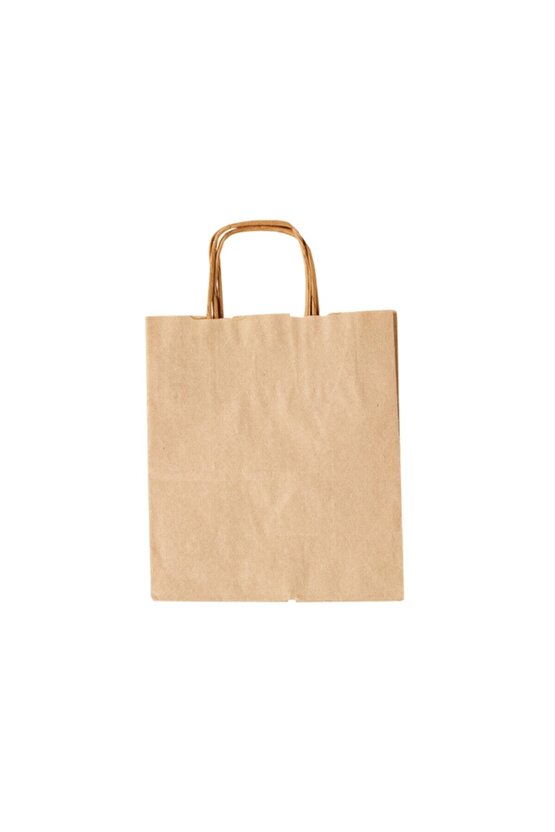 Burgu Saplı Kraft Çanta Kraft Poşet 25 Adet 25 Cm X 12 Cm X 31 Cm