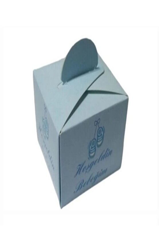 Hoşgeldin Bebeğim Yazılı 50li Mavi Renk Lokum Kutusu