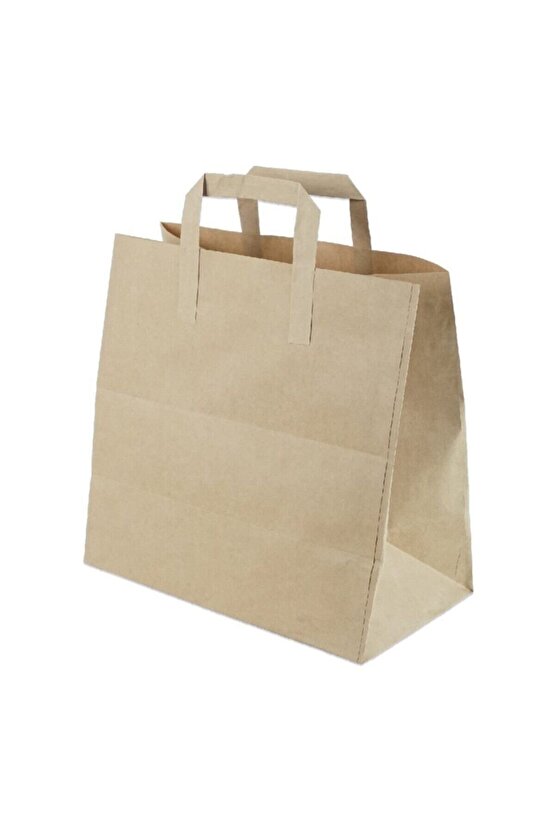 Kağıt Çanta, Kraft Kağıt, Düz Saplı, 29X15X29 cm 50 Adet