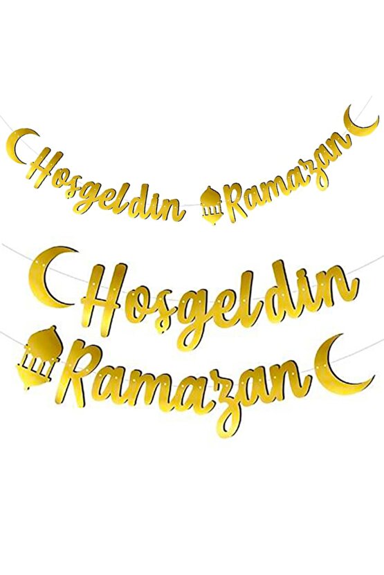 Hoşgeldin Ramazan Metalik Altın Banner - 2.10 Mt