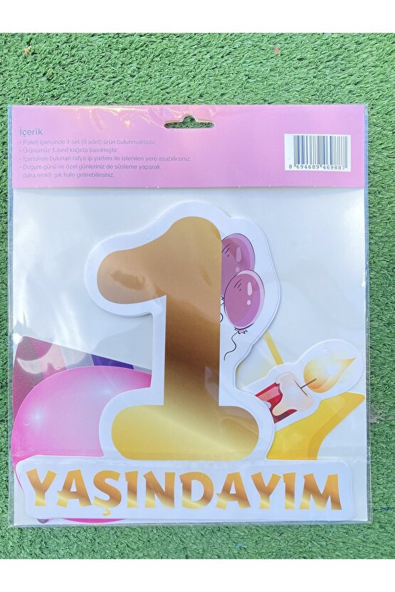 1 Yaşındayım Pembe Dekoratif Banner Bayrak Kız