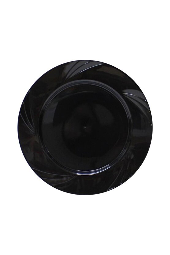 Kullan At Parti Davet Sunum Servis Plastik Sert Mika Tabak - 26 Cm. - Siyah - 6 Adetlik 10 Paket