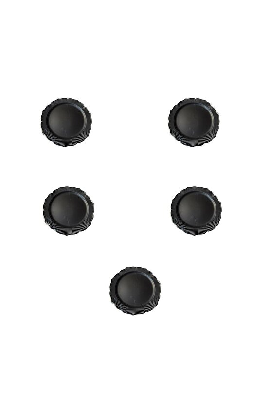 Davet Doğum Günü Parti Sert Plastik Yuvarlak Mika Tabak - 18 Cm. - Siyah - 6lı 5 Paket