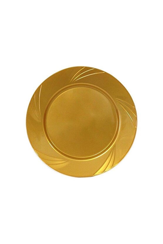 Kullan At Parti Davet Sunum Servis Plastik Sert Mika Tabak - 26 Cm. - Altın - 6 Adetlik 3 Paket