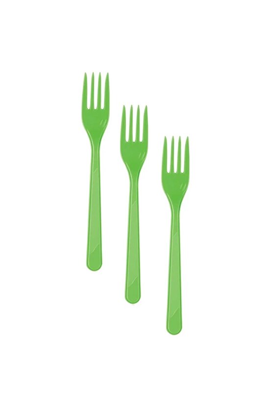 25 Adet Yeşil Renkli Çatal Sert Dayanaklı Plastik Lüks Kullan At Doğum Günü Parti Sunum Çatalı