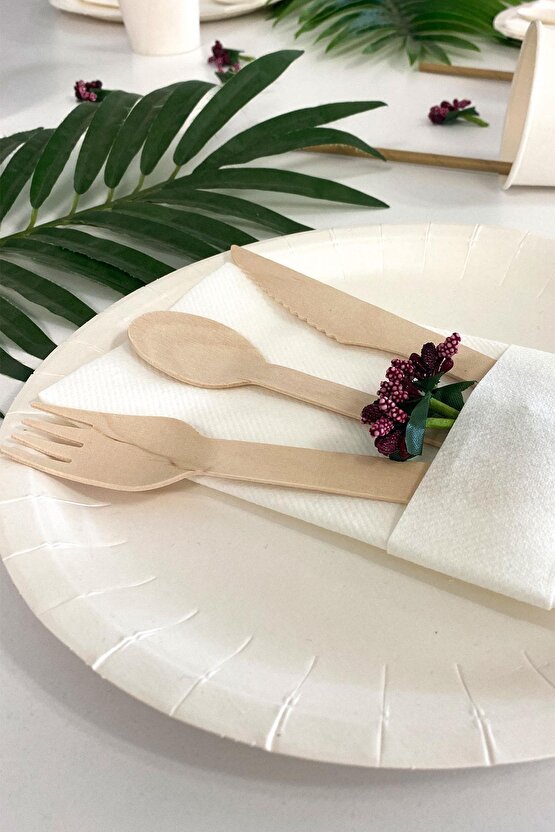 Doğaya Dönüş Ekolojik Doğal %100 Ahşap Kaşık - Kalınlık : 1.8 mm - 16 Cm. - 50li Paket