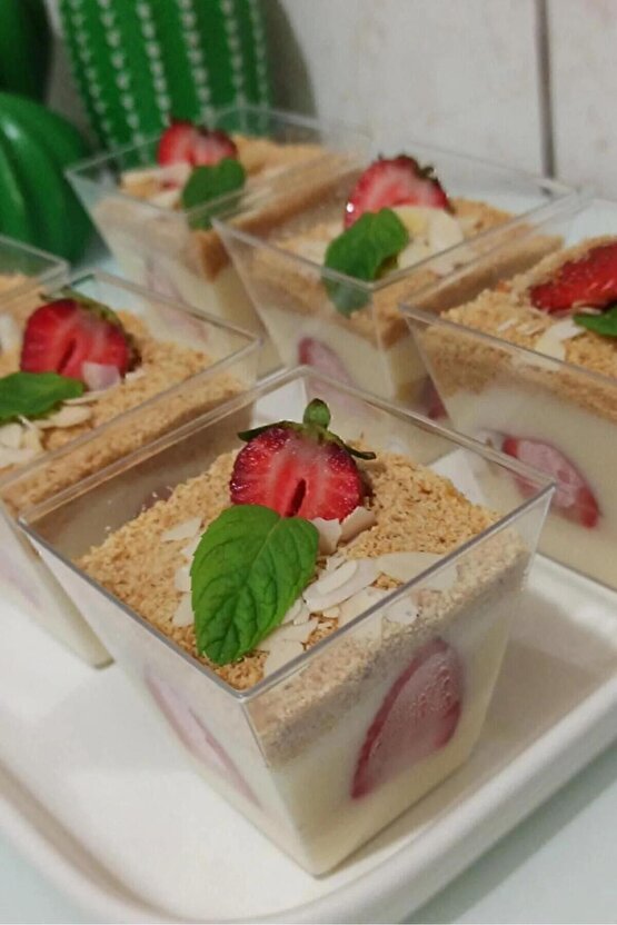 Kübik Prizma Mika Plastik Şeffaf Kapaksız Sunum Kabı 200 Cc .10.* Adet Tatlı & Meze Ve Salata Kasesi