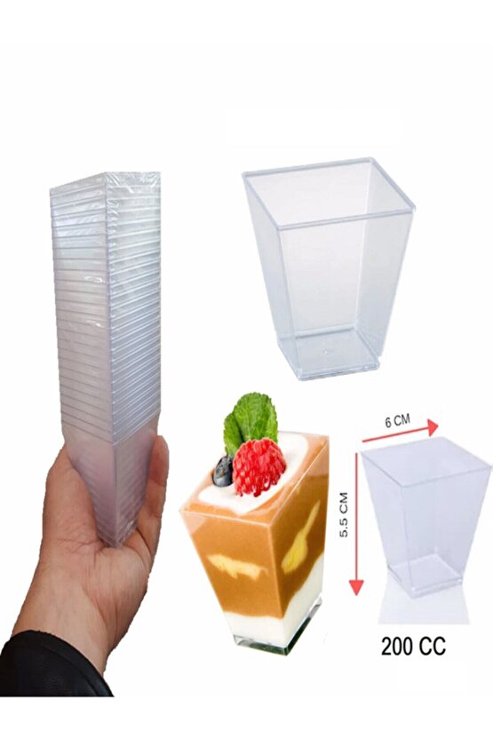 Prizma Mini Mika Plastik Sunum Kabı Kübik Kase 200cc - 25 Adet