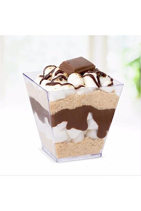 Pvc Prizma Mini Mika Plastik Kare Kap Küp Sunum Kase 120 Cc **12**.adet Sunumluk**