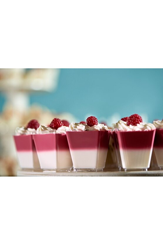 Şeffaf Kristal Mika Ekstra Sert Plastik Prizma Kübik Kase 120 Cc 25 Adet