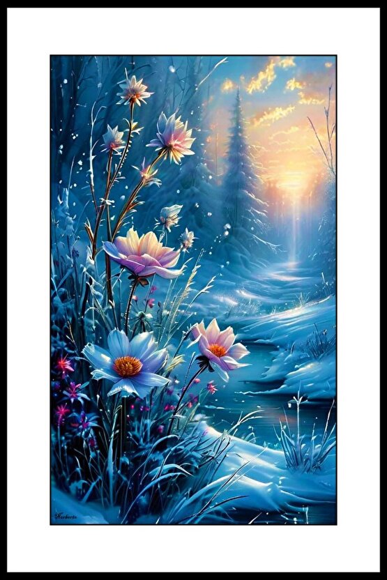 Gece Açan Çiçekler Digital Art ( ÇERÇEVESİZ - ÇERÇEVE YOKTUR ) ( ULTRA HD ) FOLYO AFİŞ - POSTER