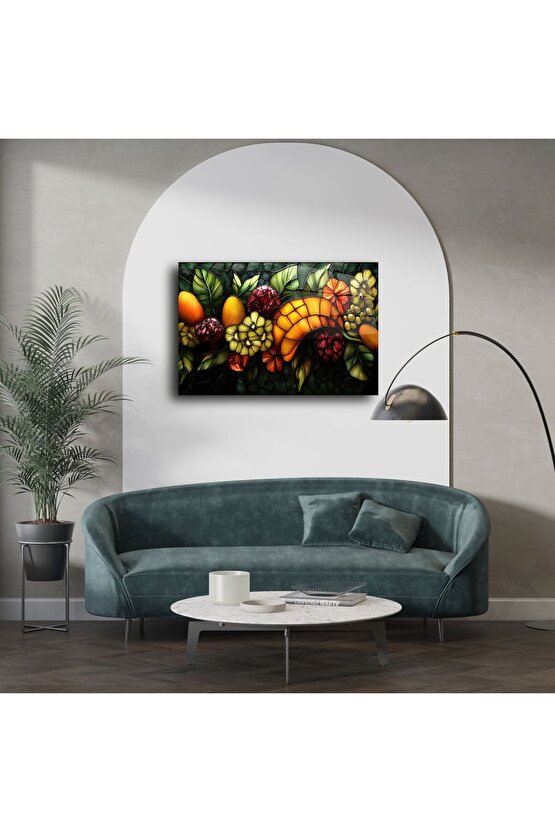 Renkli Vitray Cam Meyve Tasarımı