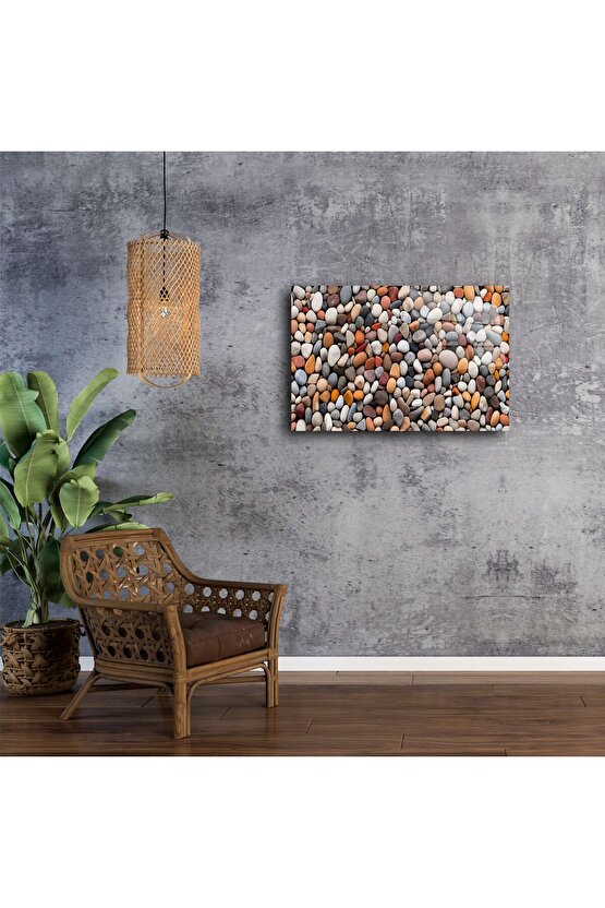 Renkli Çakıl Taşları Desenli Temperli Cam Tablo