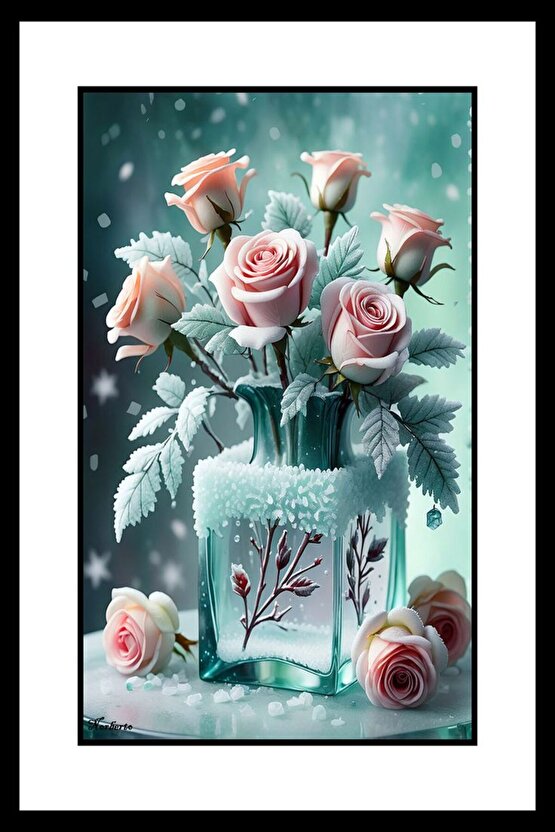 Kış Gülleri Digital Art ( ÇERÇEVESİZ - ÇERÇEVE YOKTUR ) ( ULTRA HD ) FOLYO AFİŞ - POSTER