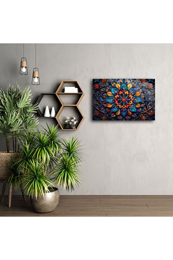 Mandala Çiçek Vitray Sanat Paneli