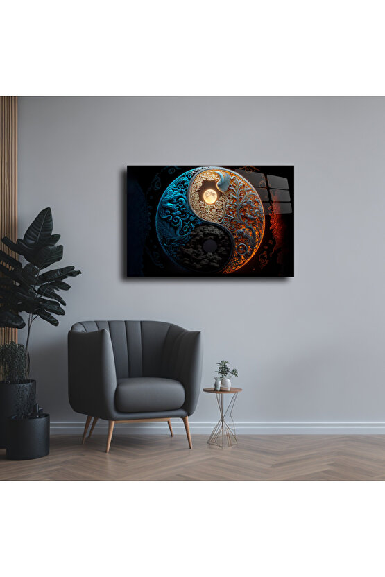Ying Yang Enerji Cam Tablo Duvar Dekoru