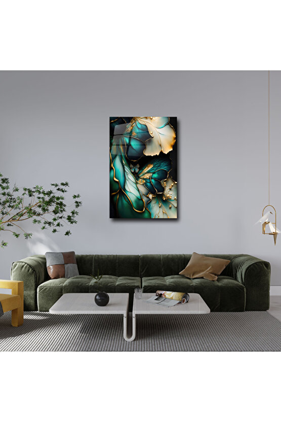 Mermer Desenli Cam Tablo Duvar Dekoru