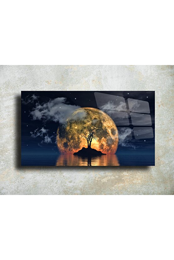Gece Manzarası Cam Tablo Duvar Dekoru