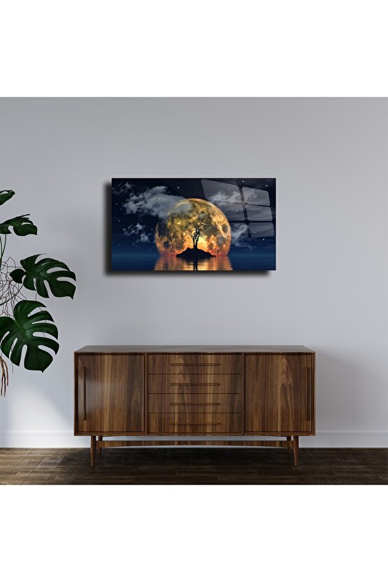 Gece Manzarası Cam Tablo Duvar Dekoru