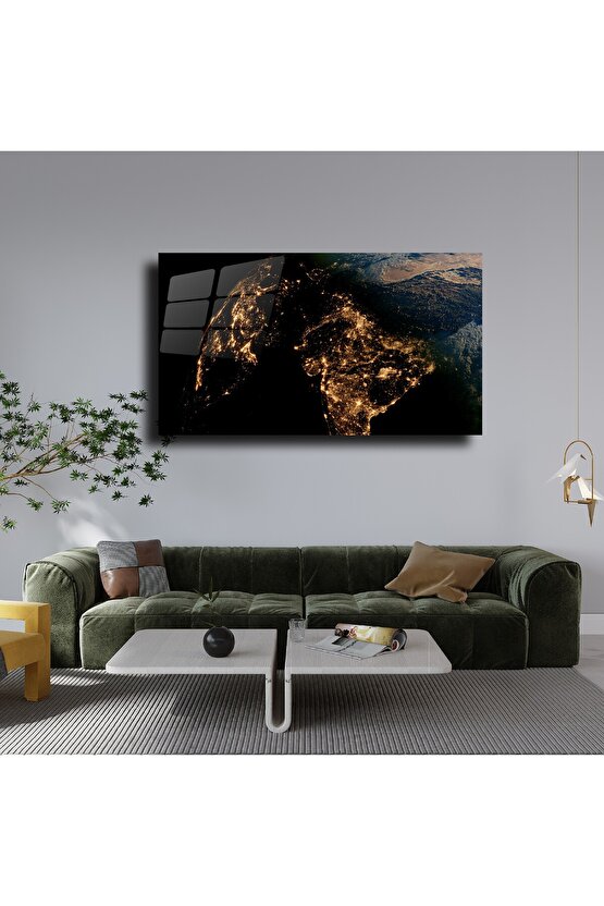 Dünya Temalı Cam Tablo Duvar Dekoru 1