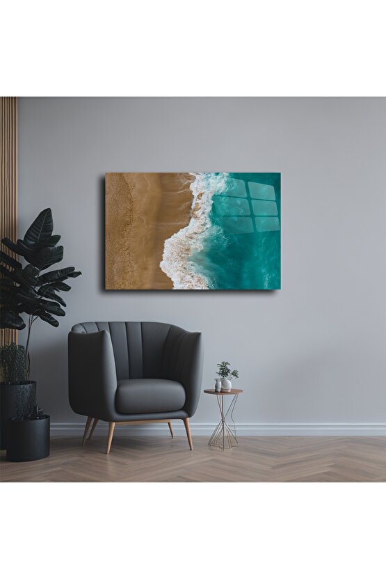 Deniz ve Sahil Temalı Cam Tablo Duvar Dekoru