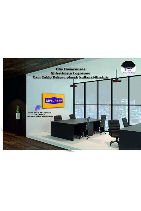 Kişiye Özel Şirket Logolu 4 mm temperli Kırılmaz Cam Tablo, Duvar Süsü, Ofis Duvar Dekoru, Logonuzu