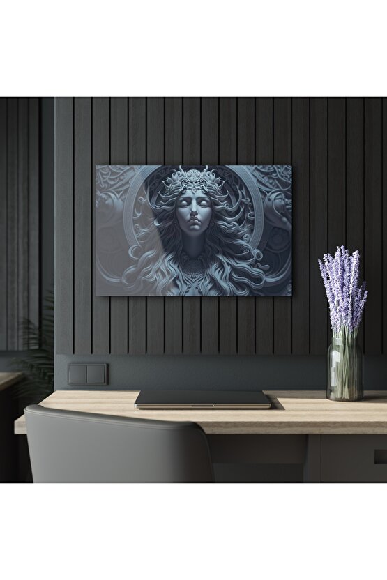Kadın Model Medusa 3 Cam Tablo Duvar Dekoru 22
