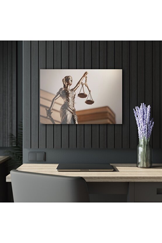 Adalet Terazisi Cam Tablo Duvar Dekoru 4