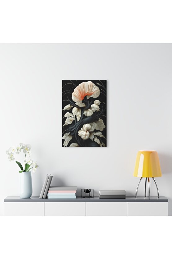 Beyaz Çiçekler Cam Tablo Duvar Dekoru
