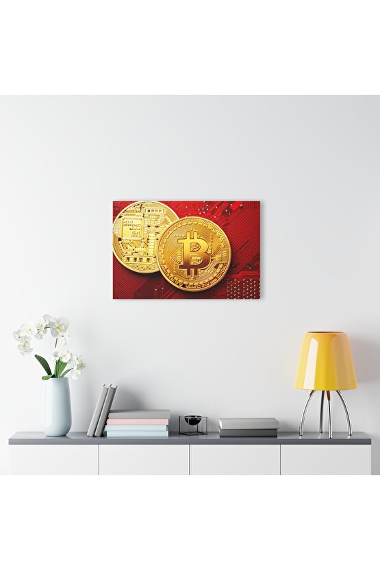 Bitcoin Kripto BTC Crypto Para 2 Cam Tablo Duvar Dekoru