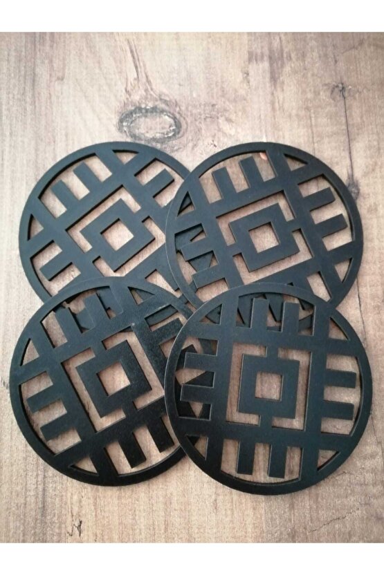 Ahşap Bardak Altlığı Çizgili 4 Adet 3 Mm 10*10