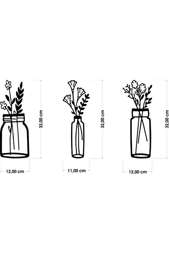 3 Mm Siyah Mdf Saksılar Duvar Dekoru