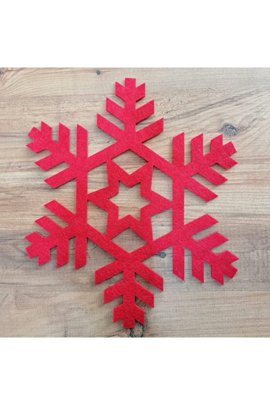 Keçe Yılbaşı Temalı Amerikan Servisi 2 Li 35x35 Cm Kırmızı Keçe Yuvarlak Amerikan Servis